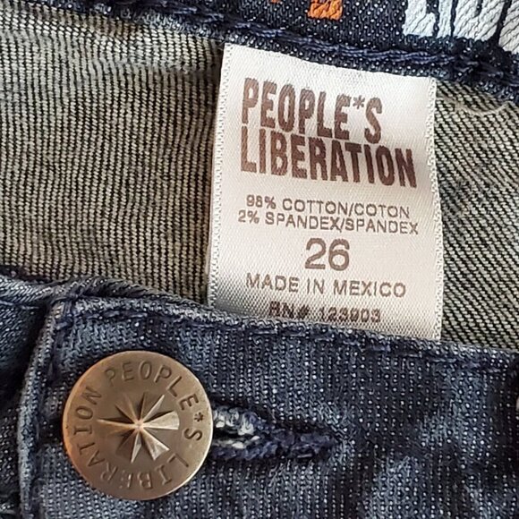 Peoples Liberation Womens Size 26 Distressed Skinny Blue Jeans Star Pocket - Picture 4 of 11